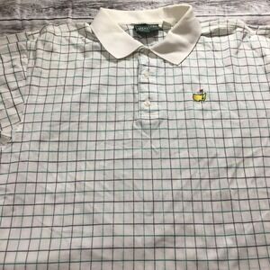 Masters Collection Golf Polo Shirt Augusta National White Plaid - Large